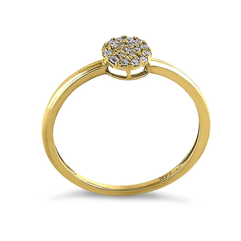 Solid 14K Yellow Gold Round Cluster CZ Ring