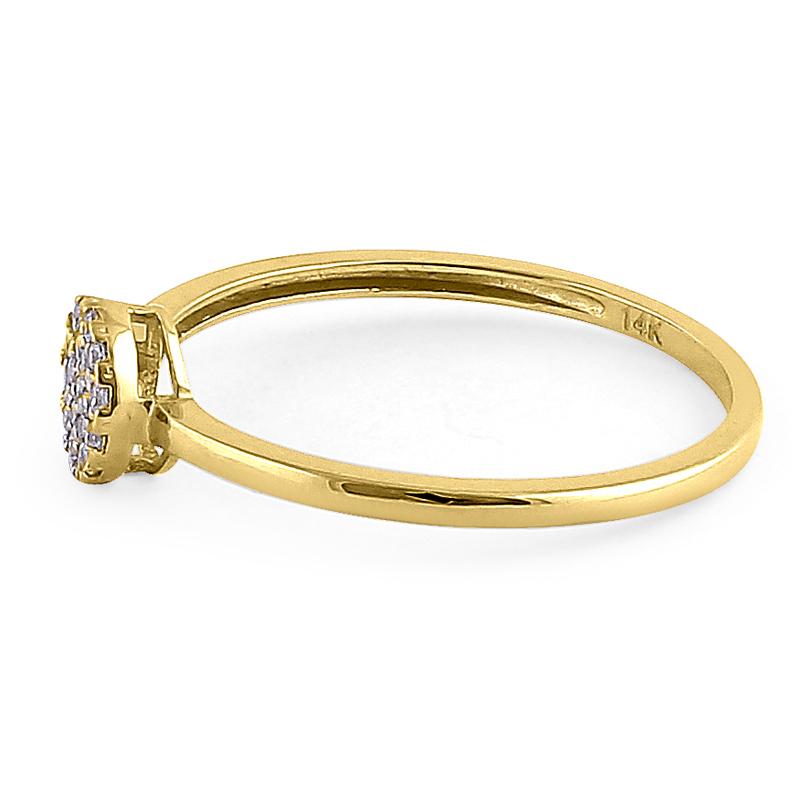 Solid 14K Yellow Gold Round Cluster CZ Ring