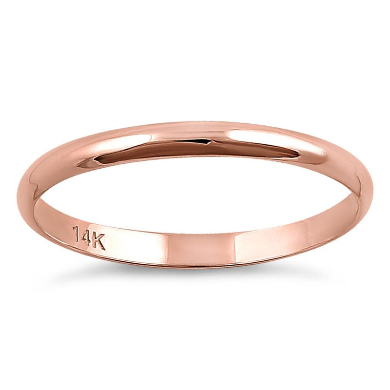 Solid 14K Rose Gold 2mm Wedding Band