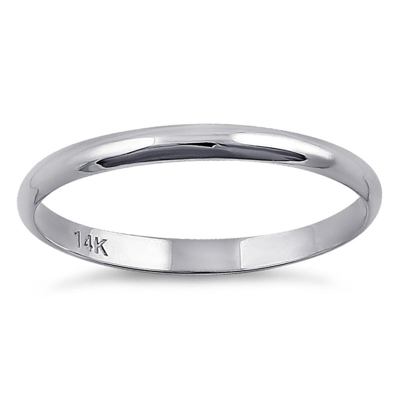 Solid 14K White Gold 2mm Wedding Band