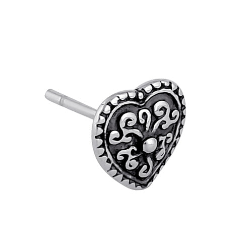 Sterling Silver Heart Filigree Earrings