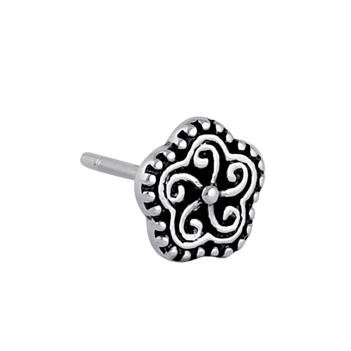 Sterling Silver Flower Twist Earrings