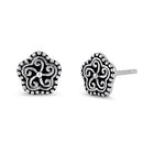 Sterling Silver Flower Twist Earrings