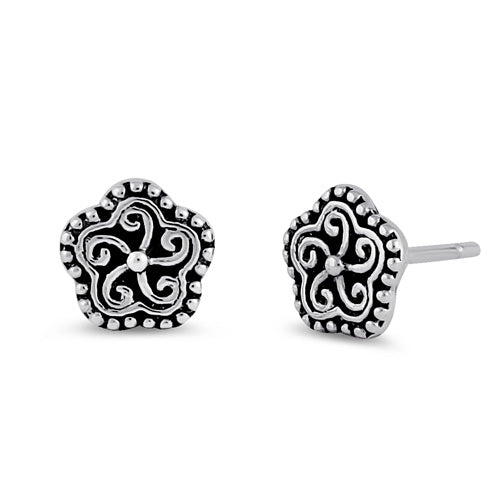 Sterling Silver Flower Twist Earrings