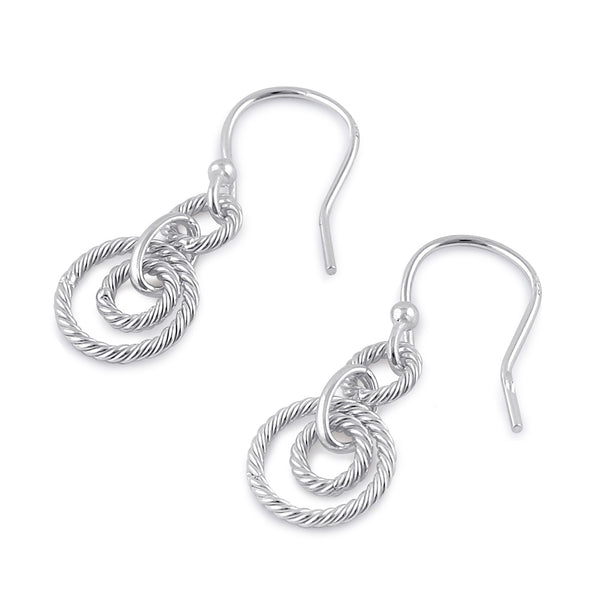 Sterling Silver Dangling Circular Rope Earrings