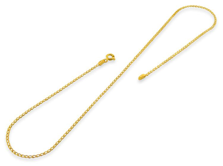 14k Gold Plated Sterling Silver Long Curb Chain 1.2mm