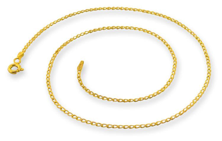 14k Gold Plated Sterling Silver Long Curb Chain 1.2mm