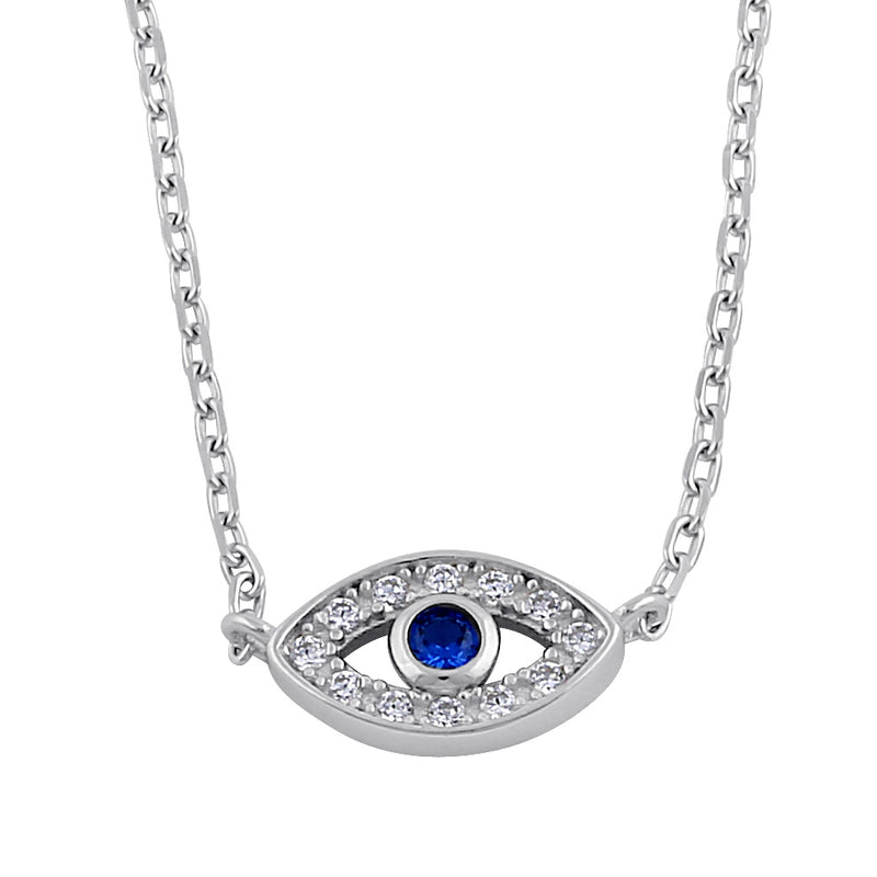 Sterling Silver Eye Blue Spinel CZ Necklace