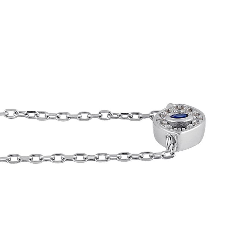 Sterling Silver Eye Blue Spinel CZ Necklace