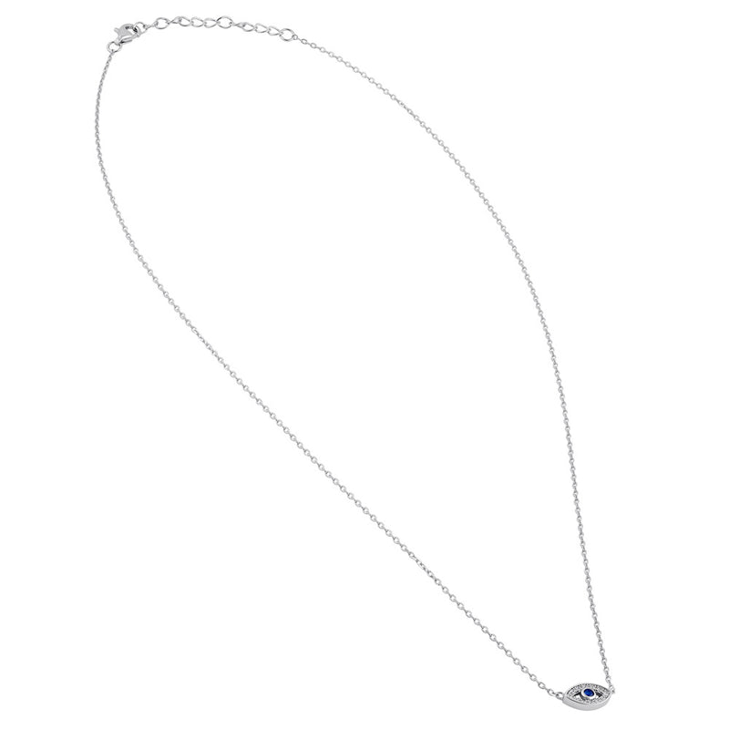 Sterling Silver Eye Blue Spinel CZ Necklace