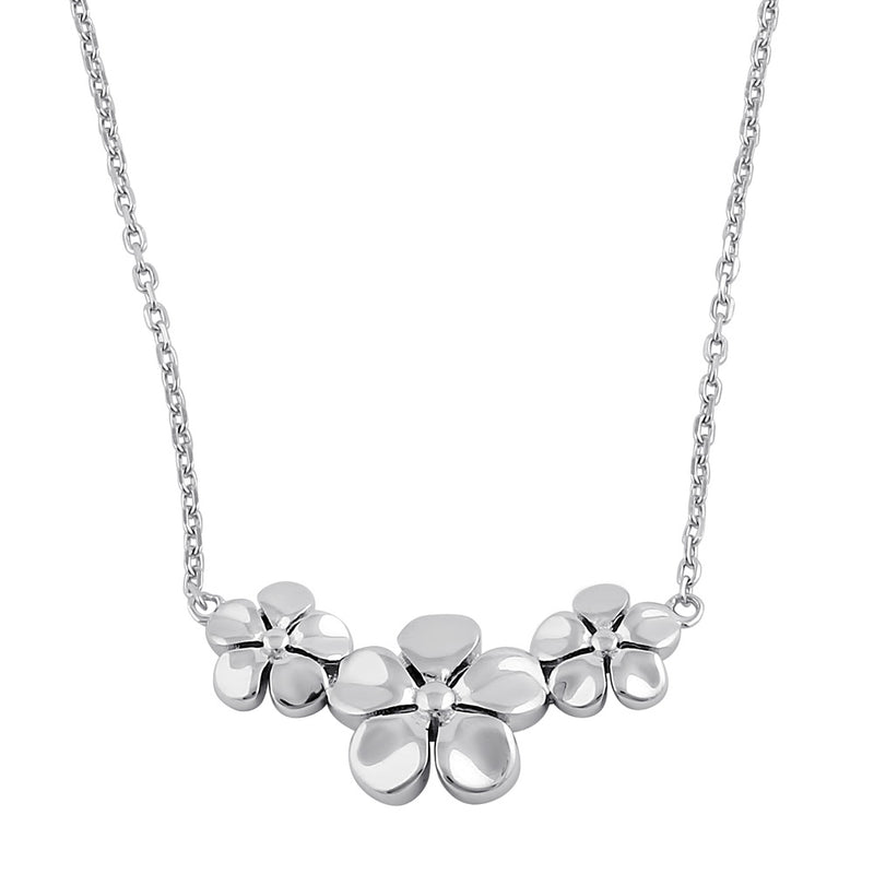 Sterling Silver Triple Plumeria Necklace