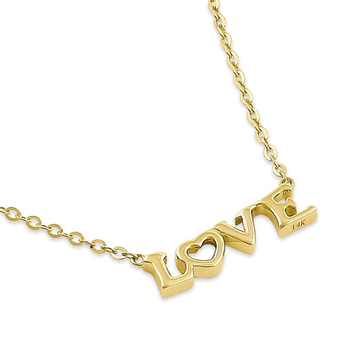 Solid 14K Yellow Gold Love Necklace
