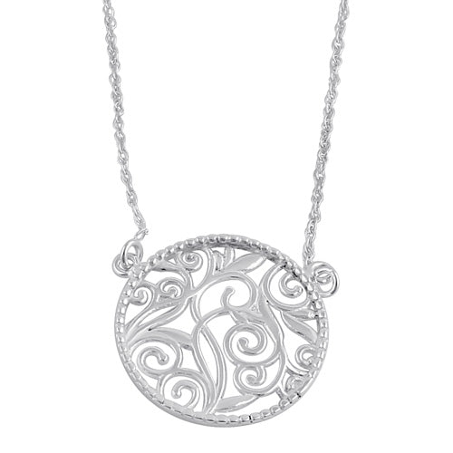 Sterling Silver Circle Filigree Necklace