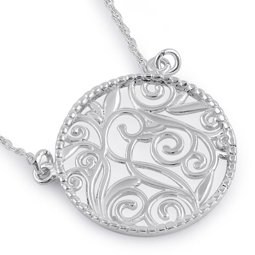 Sterling Silver Circle Filigree Necklace