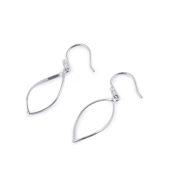 Sterling Silver Small Dangling Twisted Oval Earrings