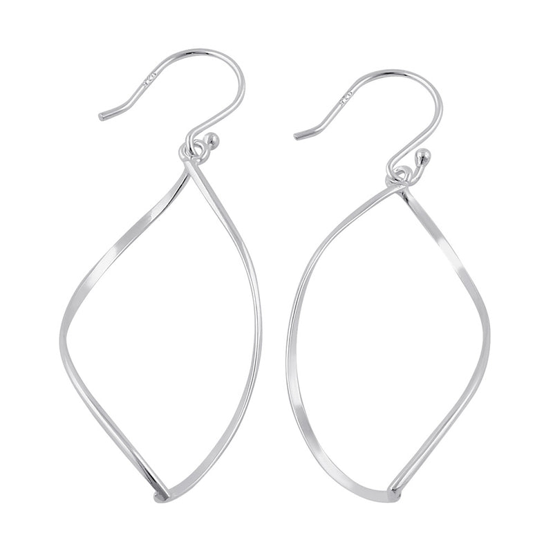 Sterling Silver Dangling Twisted Oval Earrings