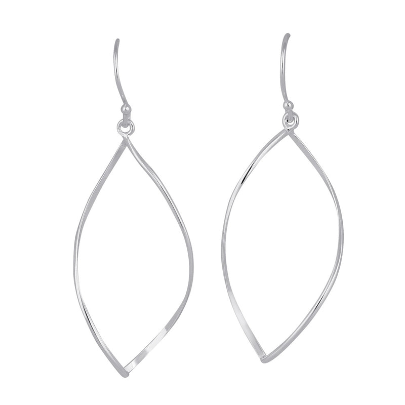 Sterling Silver Dangling Twisted Oval Earrings