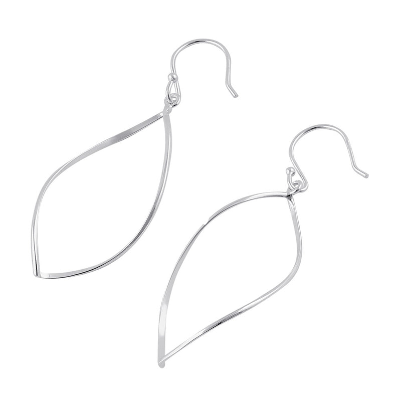 Sterling Silver Dangling Twisted Oval Earrings