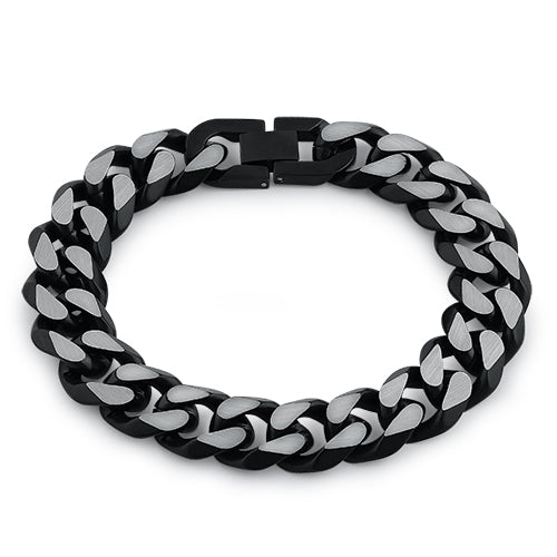 Stainless Steel Thick Curb IP Black Link Bracelet