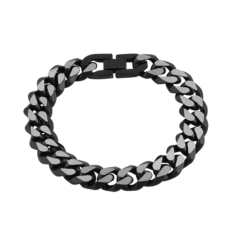 Stainless Steel Curb IP Black Link Bracelet