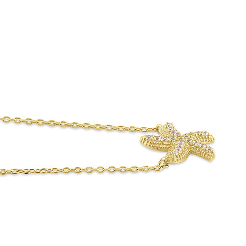 Solid 14K Gold Starfish Diamond Necklace