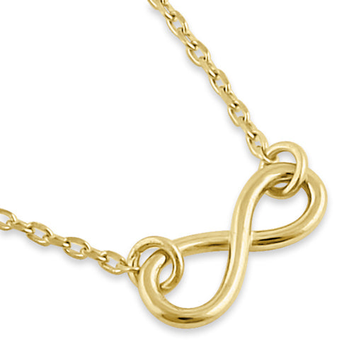 Solid 14K Yellow Gold Trendy Infinity Necklace