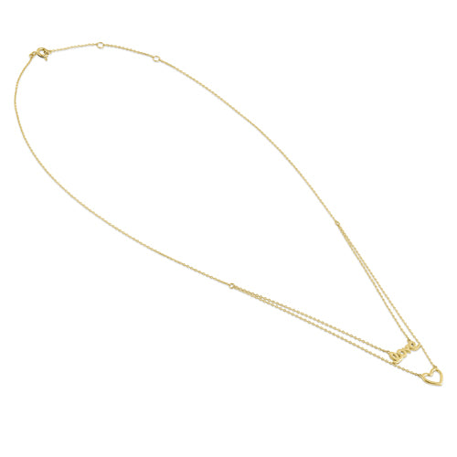 Solid 14K Yellow Gold Love and Heart Necklace