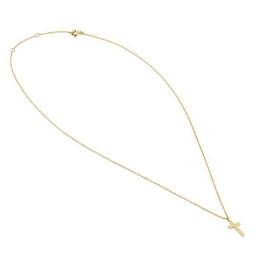 Solid 14K Yellow Gold Cross Necklace