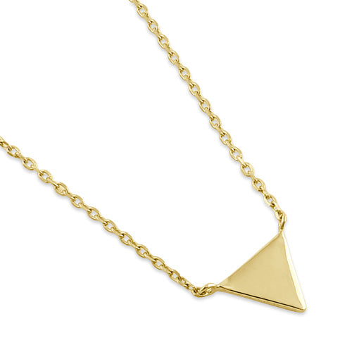 Solid 14K Yellow Gold Triangle Necklace