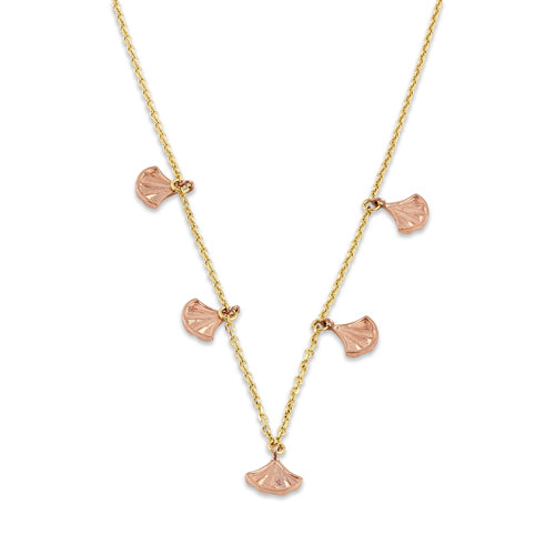 Solid 14K Yellow Gold Shell Charms Necklace