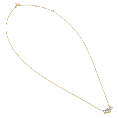 Solid 14K Yellow Gold Triple Cushion CZ Necklace