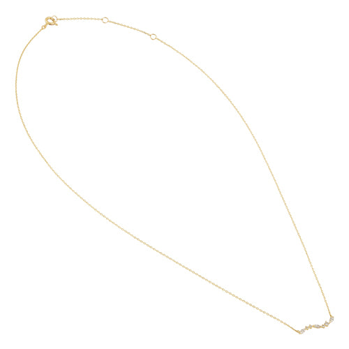 Solid 14K Yellow Gold Elegant Curve CZ Necklace