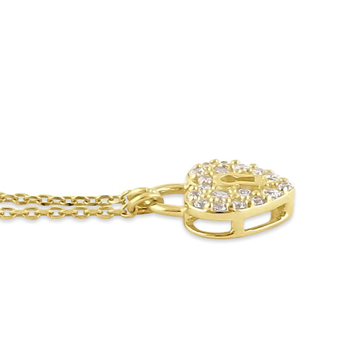 Solid 14K Gold Heart Lock with Clear CZ Necklace