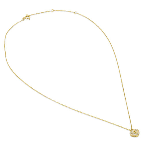 Solid 14K Gold Heart Lock with Clear CZ Necklace