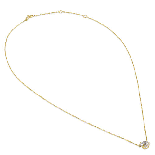 Solid 14K Gold 6.5mm Round Clear CZ Necklace