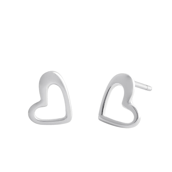 Sterling Silver Cartoon Heart Stud Earrings