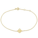 Solid 14K Yellow Gold Faceted Heart Lock Bracelet
