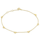 Solid 14K Yellow Gold Heart Charm Bracelet