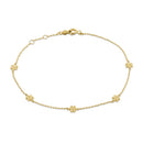 Solid 14K Yellow Gold Flower Charms Bracelet