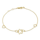 Solid 14K Yellow Gold Flower Charms Bracelet