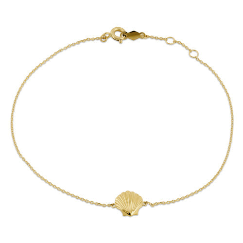 Solid 14K Yellow Gold Clam Shell Bracelet