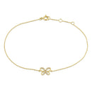 Solid 14K Yellow Gold CZ Butterfly Bracelet