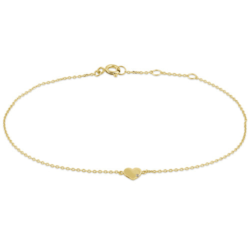 Solid 14K Yellow Gold Heart with CZ Bracelet