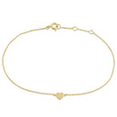Solid 14K Yellow Gold Heart with CZ Bracelet