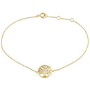 Solid 14K Yellow Gold CZ Tree of Life Bracelet