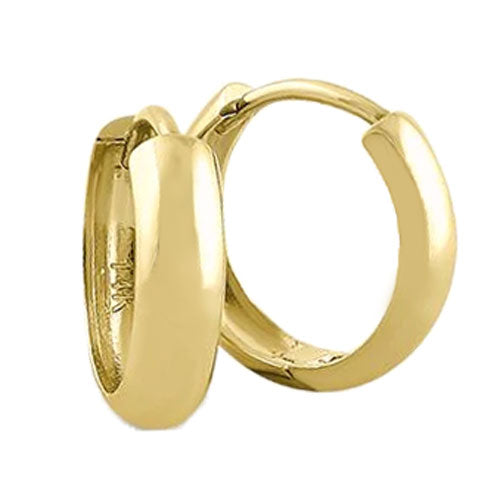 Solid 14K Yellow Gold 4mm x 14mm Plain Hoop Earrings