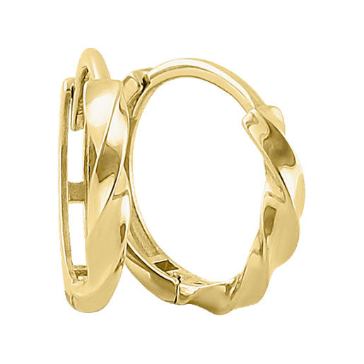 Solid 14K Yellow Gold 1.7mm x 13mm Twist Hoop Earrings