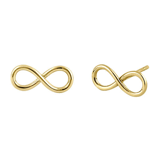 Solid 14K Yellow Gold Infinity Stud Earrings
