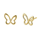 Solid 14K Yellow Gold Simple Butterfly Stud Earrings