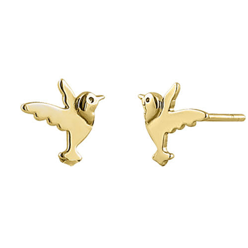 Solid 14K Yellow Gold Dove Earrings